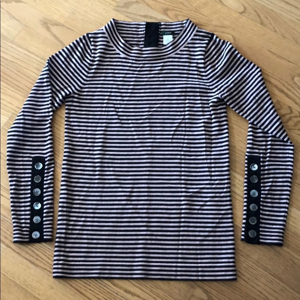 J. Crew sweater pink and black stripe